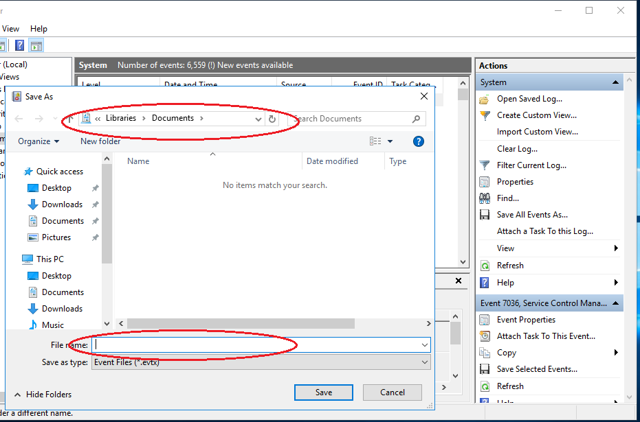 How to review the error log in OS Windows 2016